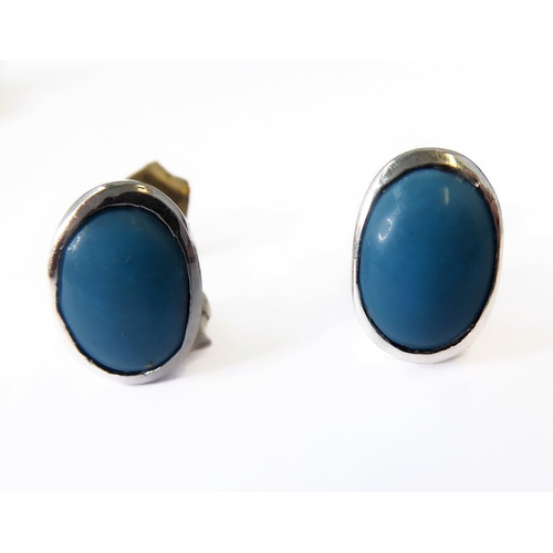 130 - A pair of 18-carat gold, diamond and turquoise earrings (can also be worn as studs)