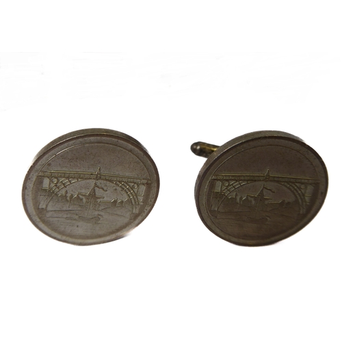 144 - A selection of various vintage and later cufflinks to include:
 silver and mother of pearl examples,... 