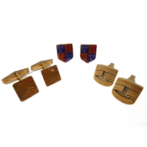144 - A selection of various vintage and later cufflinks to include:
 silver and mother of pearl examples,... 