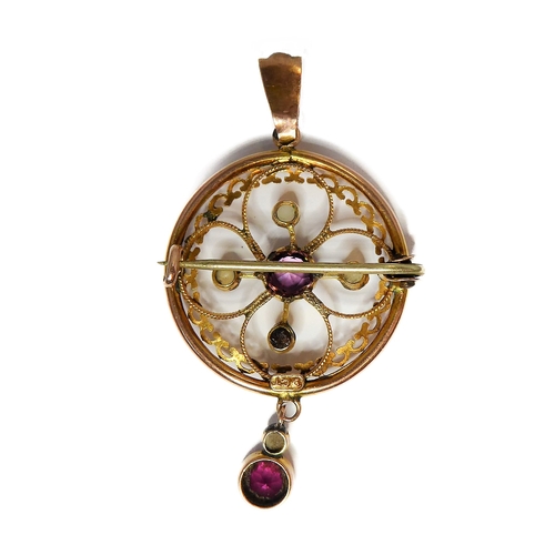 171 - A Victorian 9-carat gold, amethyst and pearl pendant