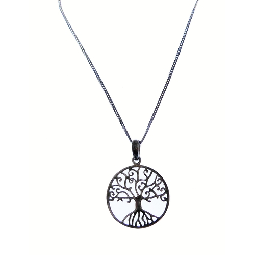 132 - A silver pendant modelled as a tree of life, upon a silver chain (boxed)