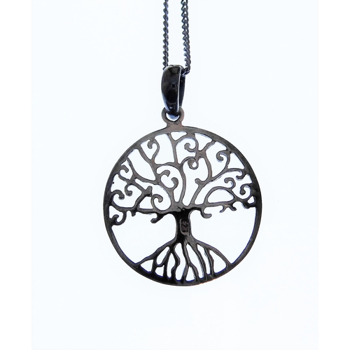132 - A silver pendant modelled as a tree of life, upon a silver chain (boxed)