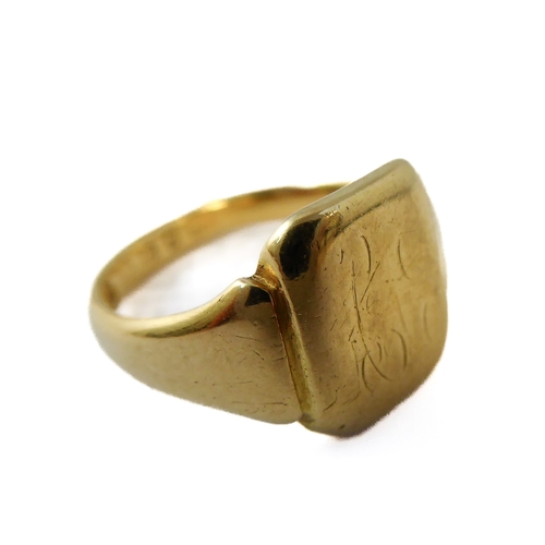 158 - To be sold in aid of the Marie Curie charity. An 18-carat yellow gold signet ring, the monogram on t... 