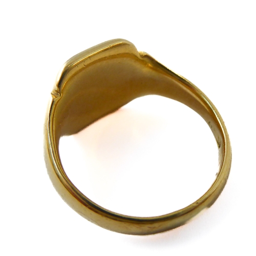 158 - To be sold in aid of the Marie Curie charity. An 18-carat yellow gold signet ring, the monogram on t... 