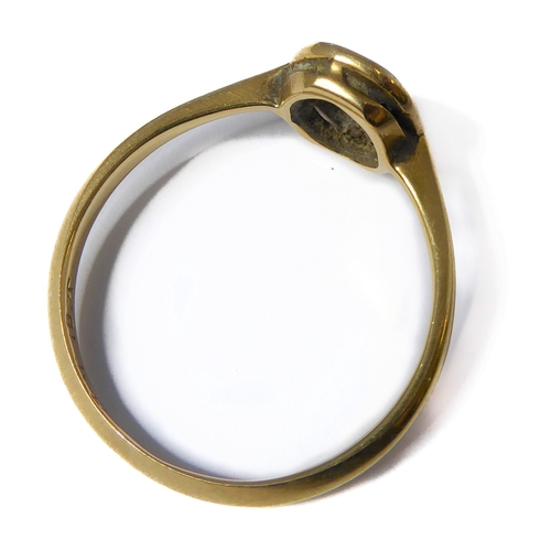 159 - A sapphire and diamond-set oval cluster ring, the tapering shank stamped 'PLAT 18CT', ring size Q (2... 