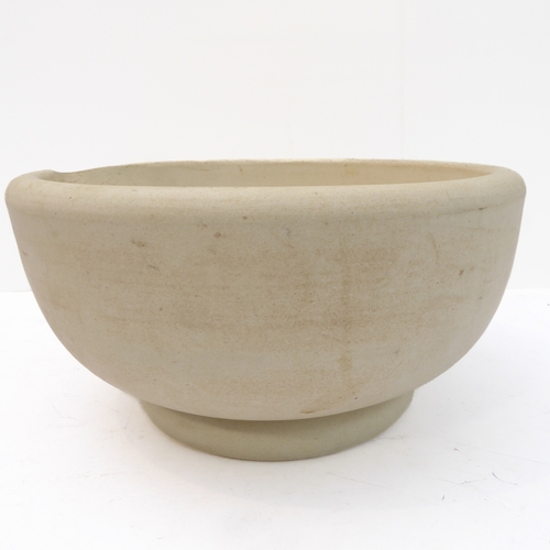 231 - A large early 20th century ceramic pestle and mortar: the pestle with two-toned turned wooden handle... 