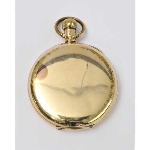 290 - An early 20th century gold-plate-cased half-hunter pocket watch: white enamel dial signed 'Elgin' an... 