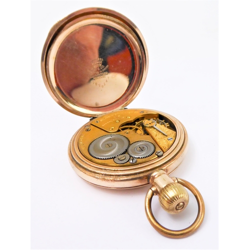 290 - An early 20th century gold-plate-cased half-hunter pocket watch: white enamel dial signed 'Elgin' an... 