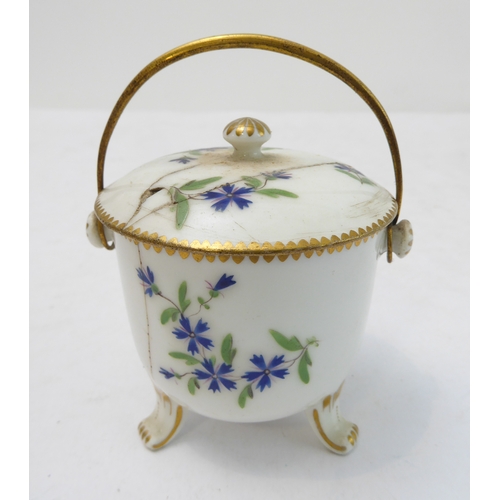 10 - Five pieces of mostly 19th century porcelain:
 an early-style Staffordshire inkwell spill-vase model... 