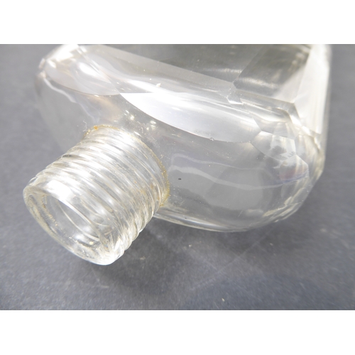 108 - A late 19th century cut-glass spirit flask: hallmarked silver mounted screw-top lid with maker's mar... 