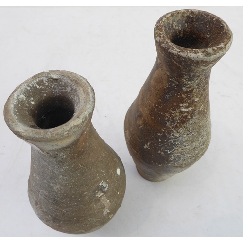 33 - A pair of baluster-shaped stoneware wine flasks from the Tek Sing cargo: each with Nagel Auctions la... 