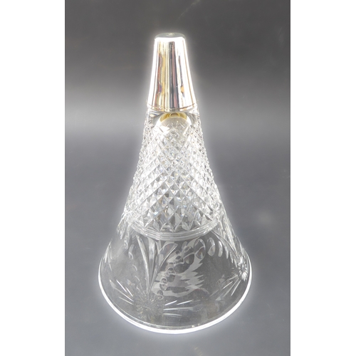98 - A 20th century lead crystal four-branch epergne. The four hobnail and floral wheel cut glass branche... 