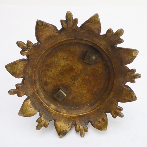 120 - A late 19th century bronze therianthrope inkwell in the form of a biped with human head and canine l... 
