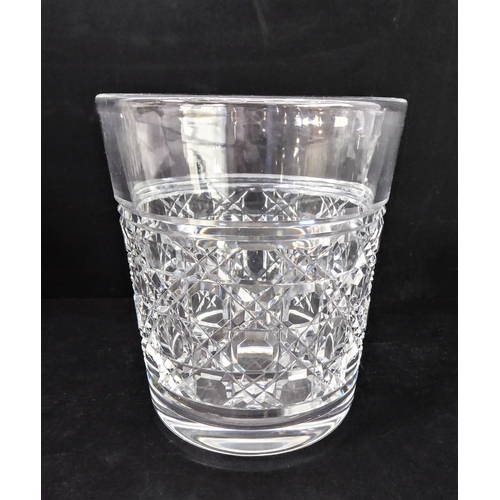 102 - Five pieces of cut glassware:
 three bowls (one with 'nibbles' to rim);
 a tall and elegant hand-cut... 
