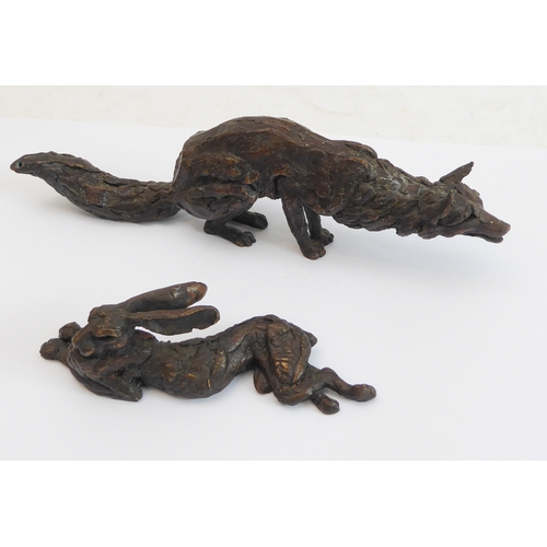 115 - Jan Sweeney, M.R.S.S., S.A.A. (British, Contemporary) - two 20th century animalier bronzes: a crouch... 