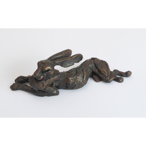 115 - Jan Sweeney, M.R.S.S., S.A.A. (British, Contemporary) - two 20th century animalier bronzes: a crouch... 
