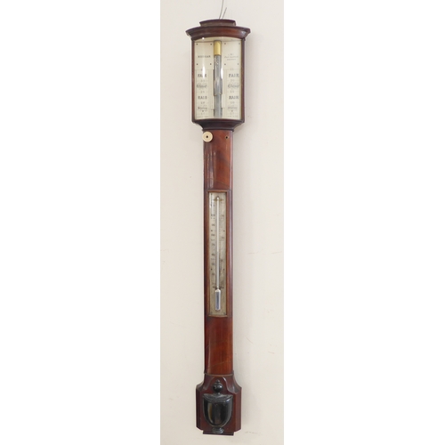 287 - A George III period bow-fronted mahogany barometer by 'Keohan (East Smithfield, London)': the regist... 