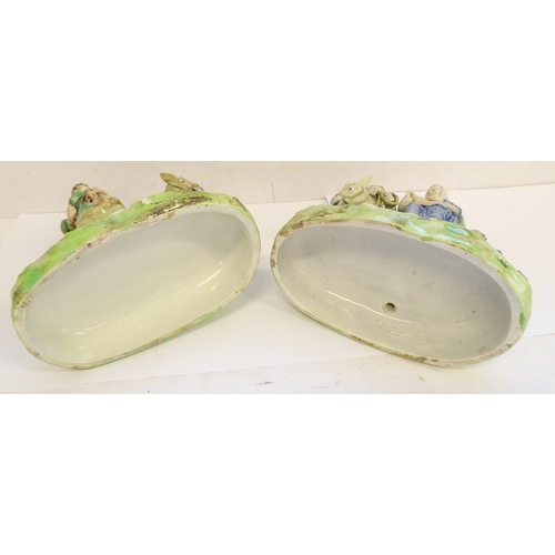 53 - A pair of early 19th century Walton Staffordshire lead glazed earthenware religious figures, 