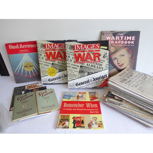 222 - A collection of original and reproduction WW2 ephemera and paperwork to include an original scrapboo... 