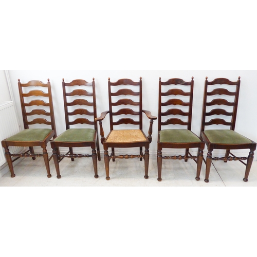 410 - Five (4+1) reproduction oak ladderback chairs