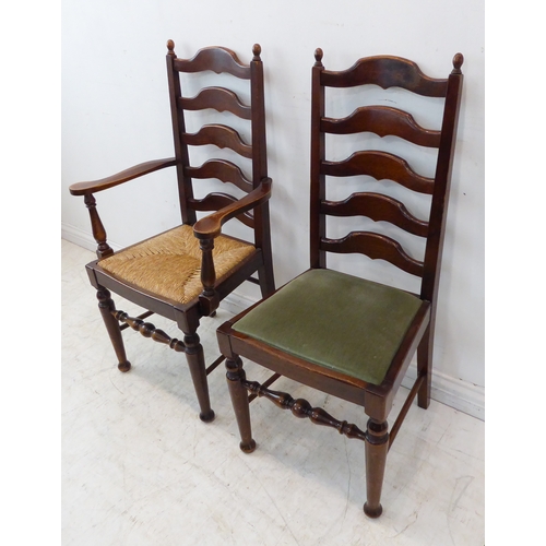 410 - Five (4+1) reproduction oak ladderback chairs