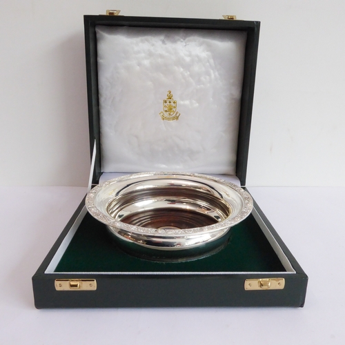 A modern hallmarked silver wine coaster engraved unengraved