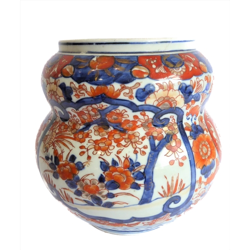 33 - A group of of six:
 1. a 19th century Japanese porcelain vase of waisted double-gourd form and hand-... 