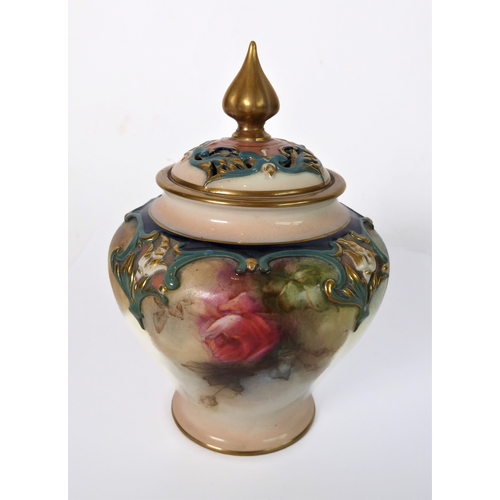 35 - Two pieces of hand-decorated porcelain:
 1. an early 20th century Hadley's (Worcester, England) porc... 