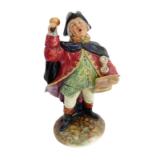 38 - A circa 1952 Royal Doulton figure, 'Town Crier' (HN 2119). (21.5 cm high). 
 (Restored)