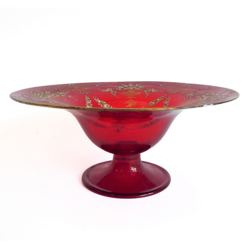 42 - Ten pieces of glassware:
 a good set of six mid to late 20th century blue flash-cut hock glasses; 
 ... 