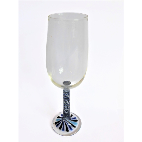 44 - A set of 10 champagne flutes and a set of 8 matching wine goblets. The undersides of both sets signe... 