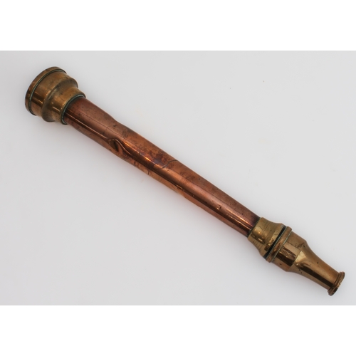 57 - A 19th century copper and brass-mounted Fire Brigade hose nozzle by Merryweather, London (39 cm)