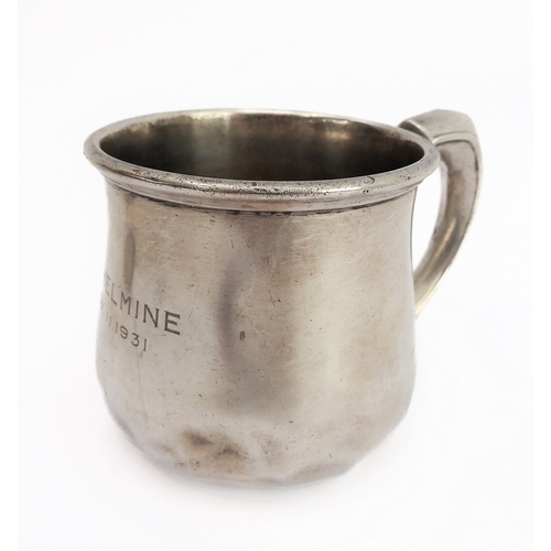 77 - A mixed lot of four:
 1. an early 20th century Gorham & Co. silver tankard engraved 'Wilhelmine 1931... 