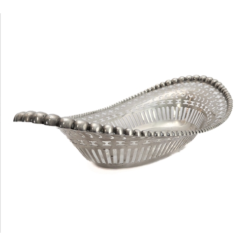 80 - A late 19th century sterling silver reticulated boat-shaped bowl, monogrammed 'D' and engraved '1873... 