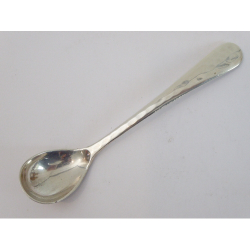 103 - A good hand-planished, hallmarked silver three-piece Arts and Crafts tea service to comprise: 
 a te... 