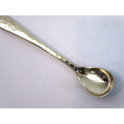 103 - A good hand-planished, hallmarked silver three-piece Arts and Crafts tea service to comprise: 
 a te... 