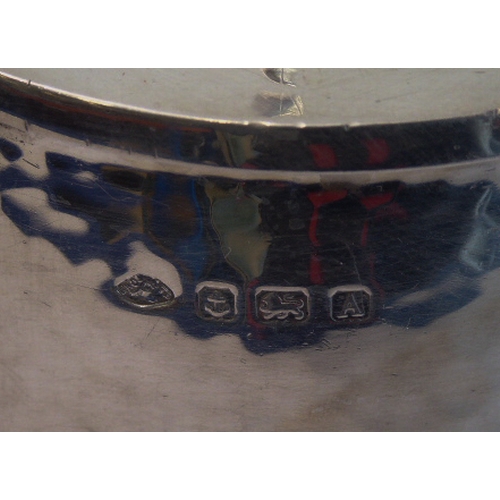 103 - A good hand-planished, hallmarked silver three-piece Arts and Crafts tea service to comprise: 
 a te... 