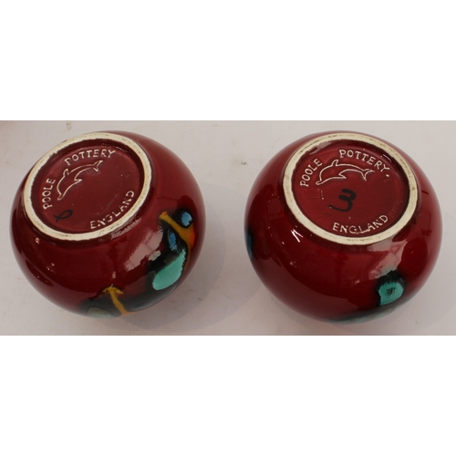 2 - Seven pieces of Poole studio ware pottery:
 a large charger (40 cm in diameter);
 five vases (two pa... 