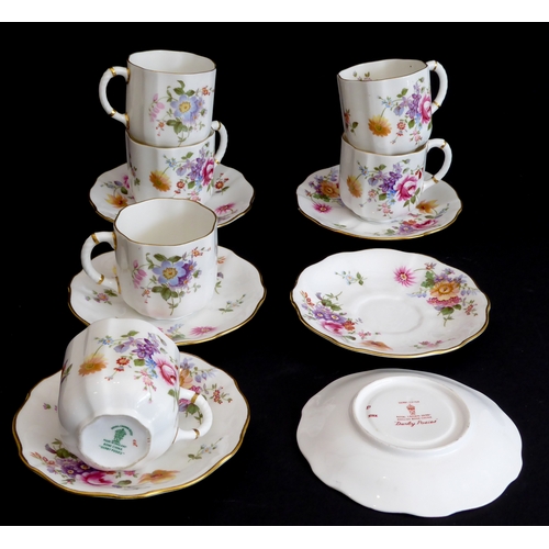 28 - A Royal Crown Derby 'Derby Posies' six-place service comprising tea and coffee cups and saucers, sid... 