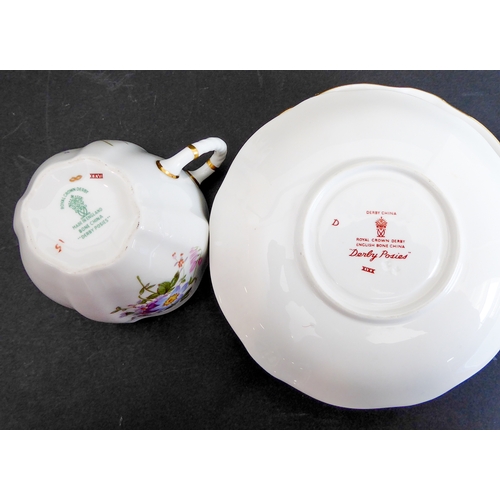 28 - A Royal Crown Derby 'Derby Posies' six-place service comprising tea and coffee cups and saucers, sid... 