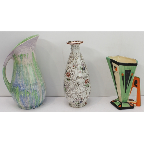 29 - An interesting selection of 24 pieces to include:
 a Myott Son & Co pottery jug in High Art Deco sty... 