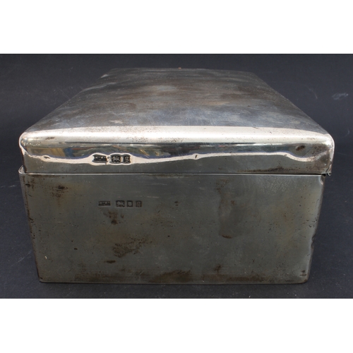 85 - A large hallmarked silver cigar box: compartmentalised cedarwood interior; maker's mark for Mappin &... 