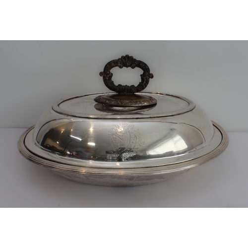 90 - Silver-plated items to include:
 a pair of late 19th/early 20th century silver-plated entrée dishes;... 