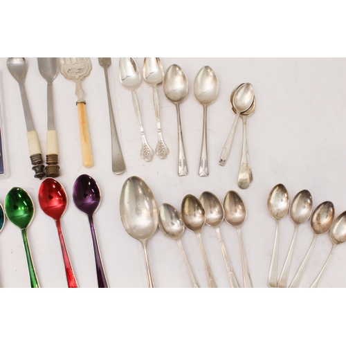 94 - An assortment of mostly late 19th to early 20th century silver-plated flatware and cutlery to includ... 
