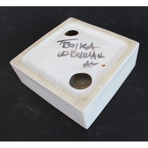 18 - A Troika square trinket tray (hairline) together with a 19th century silver-mounted spherical clear-... 