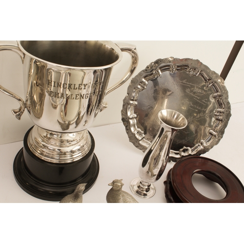 72 - Fine quality silver plate to include:
 a large 19th century boat-shaped bread basket engraved with l... 