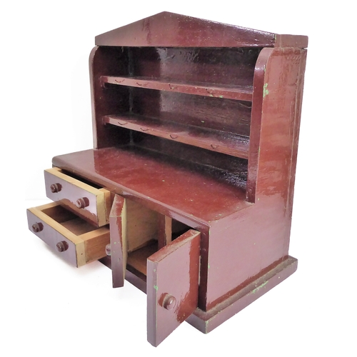 147 - An assortment of mostly miniature toys:
 handmade doll's house furniture - dresser, rocking chair wi... 