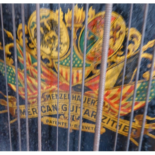 159 - A circa 1900 century guitar zither marked 'Menzenhauer's American Guitar Zither - Patented - Brevete... 