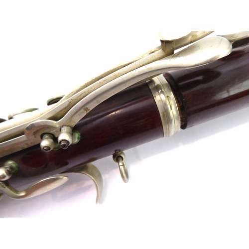 168 - A Buffet Crampon (Paris) basset horn: both hardwood sections with maker's gilt stamp and the bell so... 