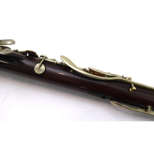 168 - A Buffet Crampon (Paris) basset horn: both hardwood sections with maker's gilt stamp and the bell so... 